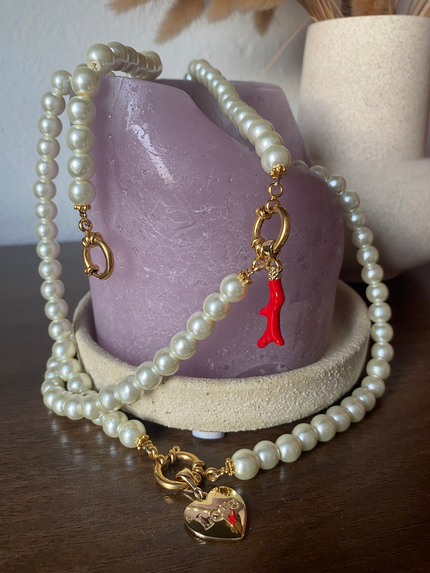 Coral pearl midi ketting