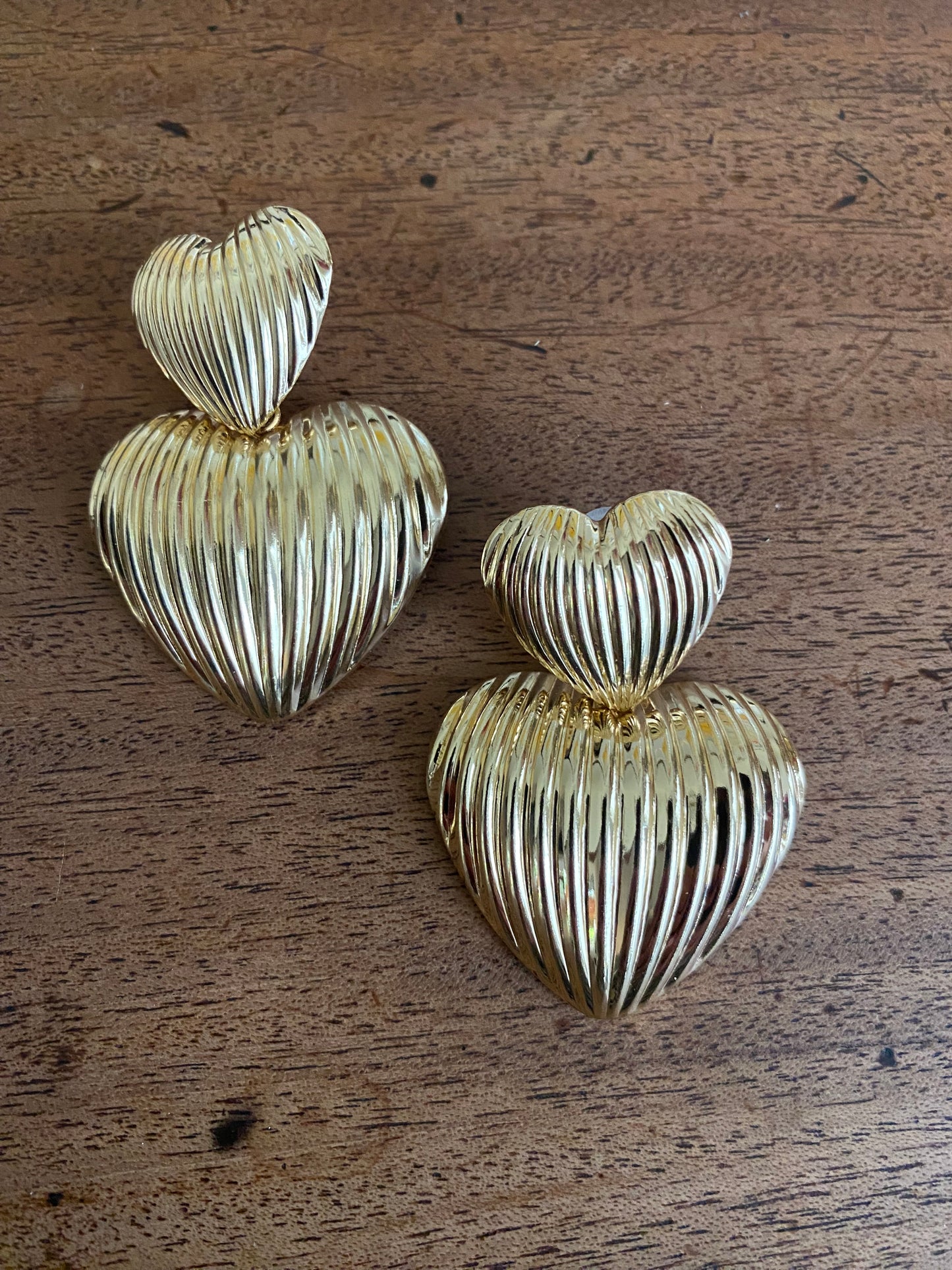 Double heart oorbel